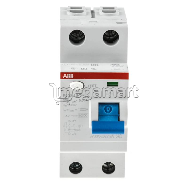 Qalıq cərəyan cihazları (RCD) ABB 2P 25A 30mA F202 AC-25/0.03 ...